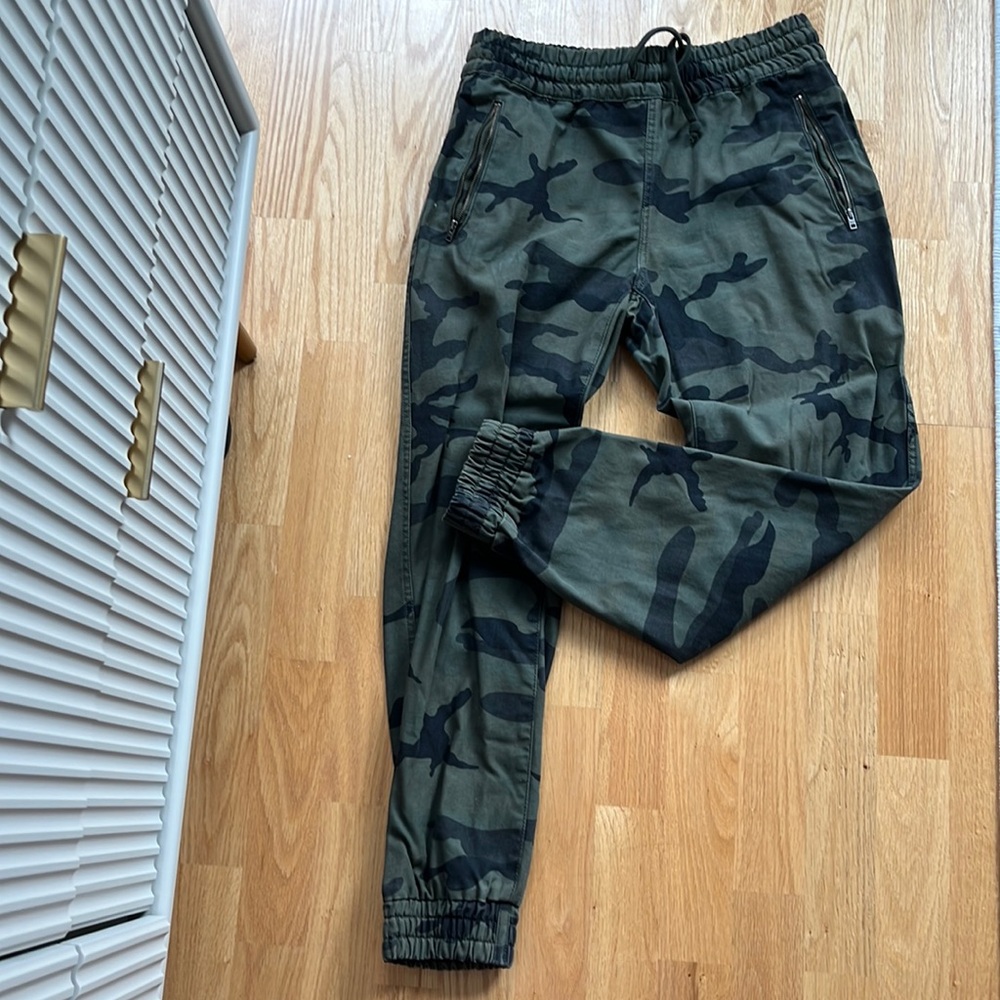 TNA Camo Track Pants in Olive & Gray